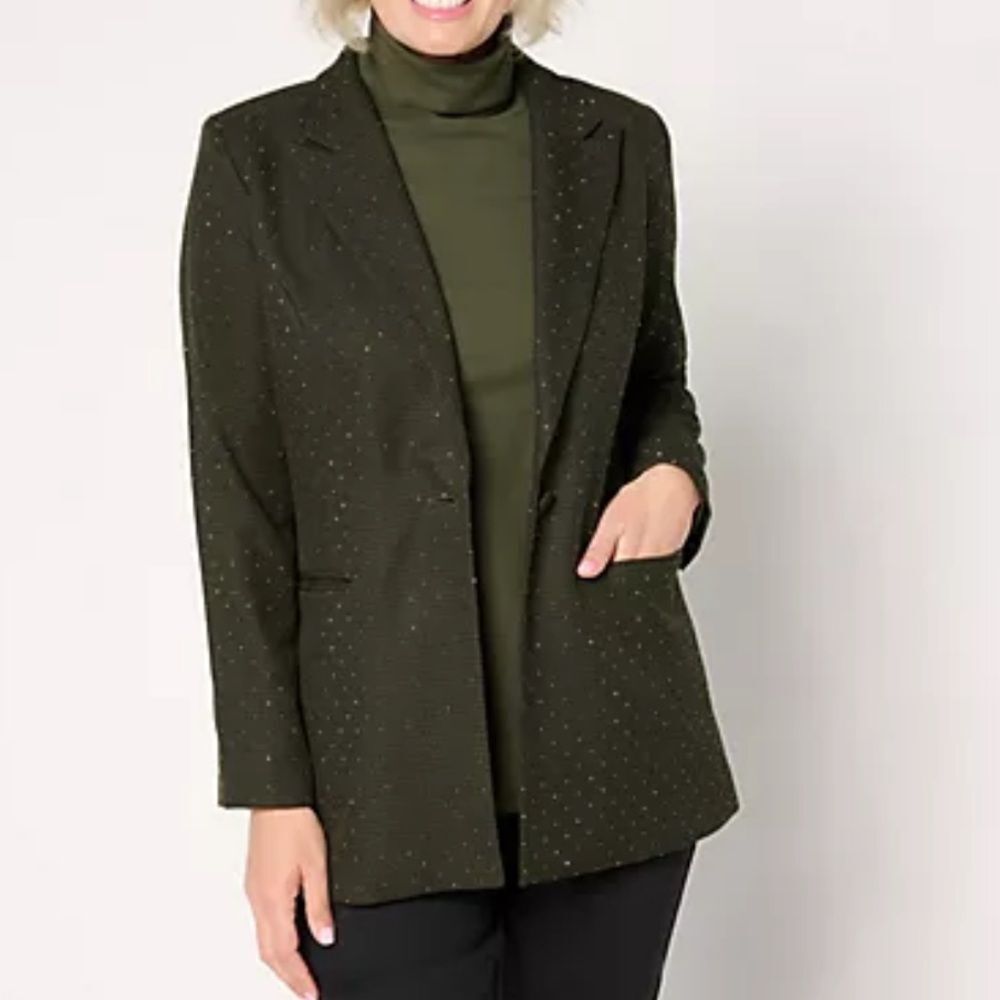 Belle by Kim Gravel Dark Green Studded Blazer(Size XS)